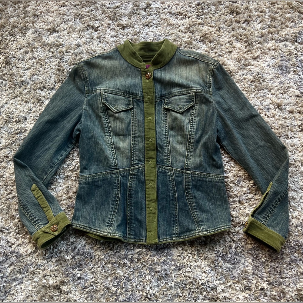 Vintage Indigo Palms Denim Jacket